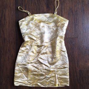 Silk like pastel yellow dress